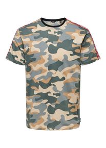 Only & Sons Only & Sons, Herren T-Shirt, Chamois / Grau / Khaki / Rot