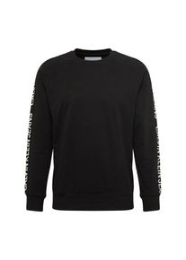 Calvin Klein Jeans, Herren Sweatshirt 'INSTIT SIDE STRIPE CREW NECK', Schwarz / Wei&szlig;