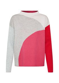 Opus, Damen Pullover 'Point', Hellgrau / Dunkelpink