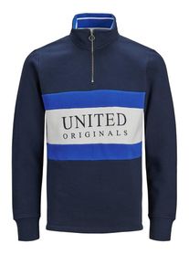 Jack & Jones JACK & JONES, Herren Sweatshirt 'JOR', Blau / Nachtblau / Wei&szlig;