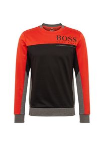 BOSS, Herren Sweatshirt 'Saltech 10211949 01', Graumeliert / Orangerot / Schwarz