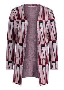 BETTY & CO Betty & Co, Damen Long-Cardigan, Weinrot / Wei&szlig;