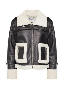 NA-KD, Damen Jacke 'Contrast Bonded Aviator Jacket', Schwarz / Wei&szlig;
