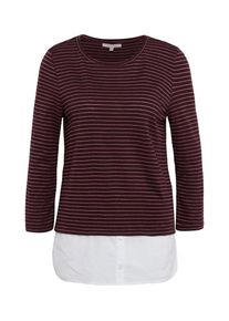 Tom Tailor Denim, Damen Shirt, Bordeaux / Wei&szlig;