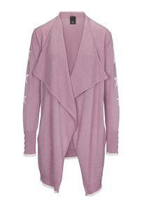 Heine, Damen Strickjacke, Dunkelpink / Wei&szlig;