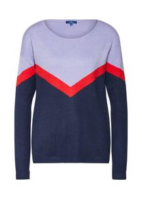 Tom Tailor, Damen Pullover, Navy / Hellblau / Hellrot