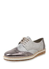 Rieker, Damen Schn&uuml;rschuhe mit Kork-Sohle, Silbergrau