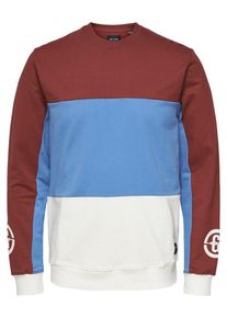 Only & Sons Only & Sons, Herren Sweatshirt, Hellblau / Rot / Wei&szlig;