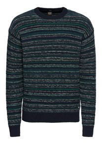BOSS, Herren Pullover 'Kasteli 10212955 01', Dunkelblau / Gr&uuml;n
