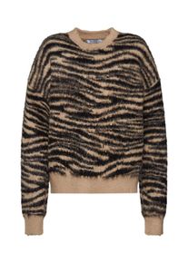 NA-KD, Damen Pullover 'Tiger Knit', Sand / Schwarz