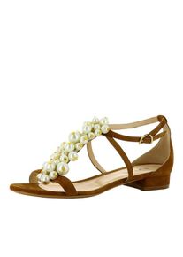 Evita, Damen Sandale 'SALVINA', Cognac / Wei&szlig;