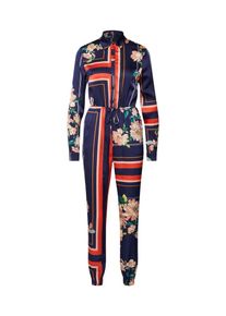 Missguided, Damen Overall 'PRINTED LONG SLEEVE UTILITY JUMPSUIT', Blau / Orange / Wei&szlig;