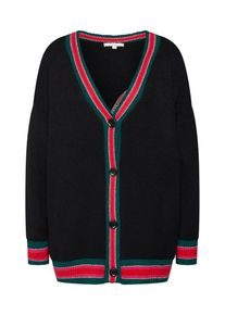 Tom Tailor Denim, Damen Strickjacke, Tanne / Rot / Schwarz