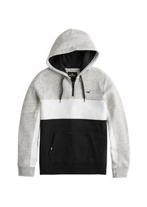 Hollister, Herren Sweatshirt 'ATHLETIC COLORBLOCK', Grau / Schwarz / Wei&szlig;