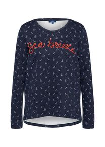 Tom Tailor, Damen Pullover 'print sweatshirt', Navy / Hellrot / Wei&szlig;