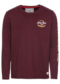 Jack & Jones JACK & JONES, Herren Langarmshirt, Gelb / Blutrot / Wei&szlig;