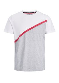 Jack & Jones JACK & JONES, Herren T-Shirt, Graumeliert / Feuerrot / Wei&szlig;