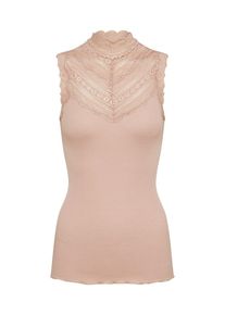 rosemunde, Damen Seidentop mit Stehkragen, Puder