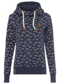 Naketano, Damen Sweatshirt 'Ich Denke Also Spinn Ich', Ultramarinblau / Weiß