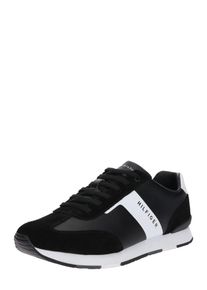Tommy Hilfiger, Herren Sneaker 'Leather Material Mix Runner', Schwarz / Wei&szlig;