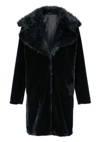 Heine, Damen Webpelzmantel, Schwarz