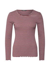 Only, Damen Shirt 'onyBELLA L/S RIB TOP JRS', Grau / Rot
