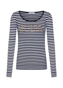 Guess, Damen Pullover 'BRIGITTE LS LOGO SWEATER', Navy / Silber / Wei&szlig;
