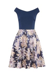 Swing, Damen Cocktailkleid Off-Shoulder, Marine / Violettblau
