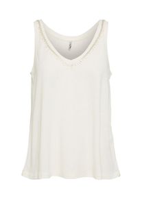 Only, Damen Tanktop 'onlFLAXA EMBELLISHMENT', Wei&szlig;