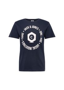 Jack & Jones JACK & JONES, Herren Shirt 'AUBA TEE', Dunkelblau / Wei&szlig;