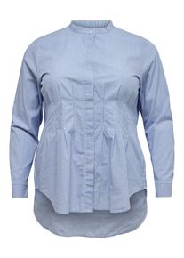 Only Carmakoma, Damen Hemd 'Curvy', Hellblau / Wei&szlig;
