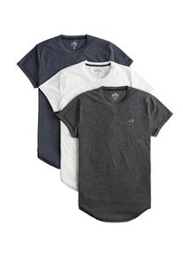 Hollister, Herren Shirt, Blaumeliert / Graumeliert / Wei&szlig;