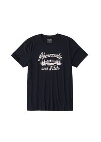 Abercrombie & Fitch Abercrombie & Fitch, Herren Shirt 'PRINT LOGO GLBL 5CC', Navy / Wei&szlig;