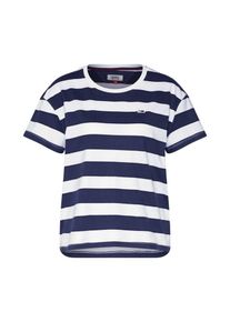 Tommy Jeans, Damen Shirt 'TJW STRIPE CROPPED BOXY CREW', Navy / Wei&szlig;