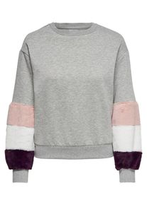 Only, Damen Pullover 'SAGA', Grau / Rosa / Schwarz