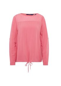 Tom Tailor, Damen Shirt / Blouse Bluse mit transparentem Einsatz, Koralle
