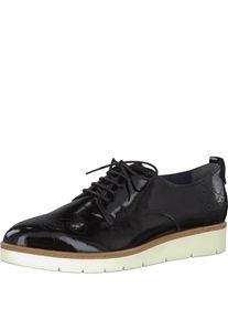 Tamaris, Damen Schn&uuml;rschuh 'Lack', Schwarz / Wei&szlig;