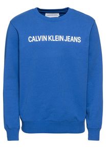 Calvin Klein Jeans, Herren Sweatshirt 'INSTITUTIONAL LOGO', Blau / Wei&szlig;