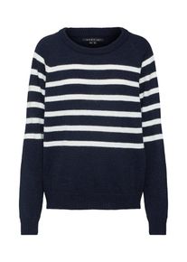 Ezekiel, Damen Pullover 'Piper Crewneck Knit Sweater', Navy / Wei&szlig;