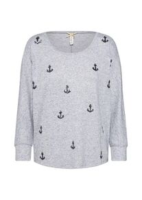 Key Largo, Damen Pullover 'WLS SAILOR round 3/4', Hellgrau / Graumeliert / Schwarz