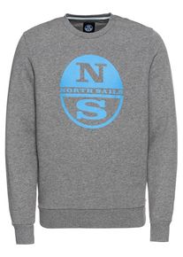 North Sails, Herren Sweatshirt 'ROUND NECK W/GRAPHIC', Royalblau / Graumeliert