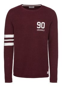 Jack & Jones JACK & JONES, Herren Pullover 'JORYANKEE KNIT CREW NECK', Weinrot / Wei&szlig;