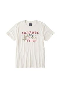 Abercrombie & Fitch Abercrombie & Fitch, Herren Shirt 'PRINT LOGO GLBL 5CC', Creme / Rot