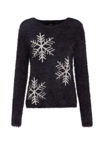 Only, Damen Strickpullover 'X-FLUFFY', Schwarz / Wei&szlig;