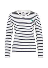 Wood Wood, Damen Langarmshirt 'Moa', Schwarz / Wei&szlig;