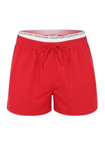 Calvin Klein Swimwear, Herren Badeshorts 'DOUBLE WAISTBAND', Rot / Wei&szlig;