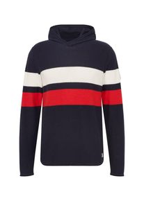 Jack & Jones JACK & JONES, Herren Pullover 'JORCAVE KNIT HOOD', Navy / Rot / Wei&szlig;