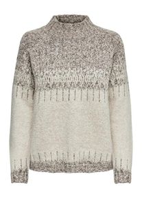 Only, Damen Pullover, Hellgelb / Schlammfarben / Wei&szlig;