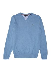 Tommy Hilfiger, Pullover 'ESSENTIAL ORGANIC V NECK SWEATER', Hellblau