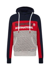 Superdry, Herren Sweatshirt 'Trophy Micro Aop Track', Navy / Graumeliert / Rot
